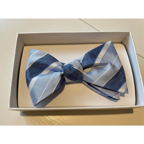 Calvin Klein Other - Calvin Klein Men's Pre-Tied Adjustable Bow Tie One Size Blue White Stripe New